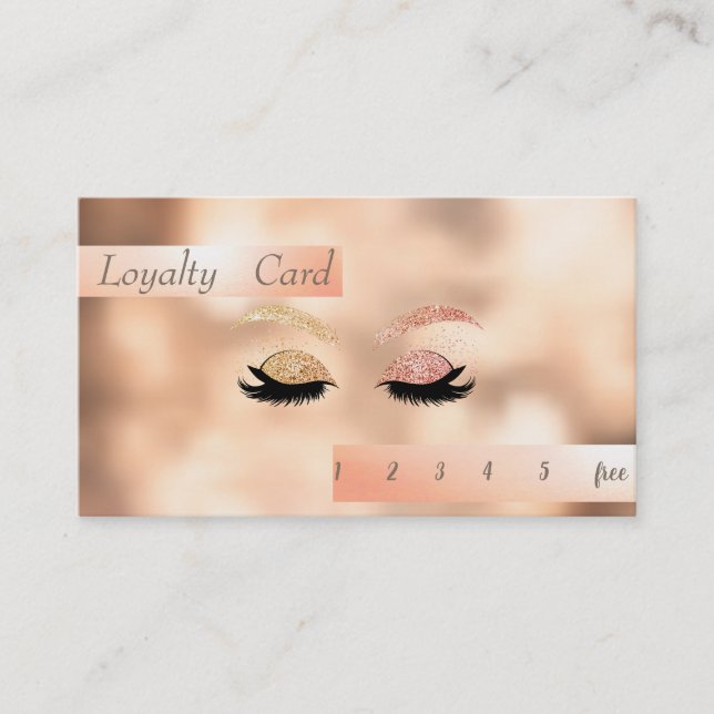 Carte de fidélité Bokeh avec faux cils brillants é (Devant)