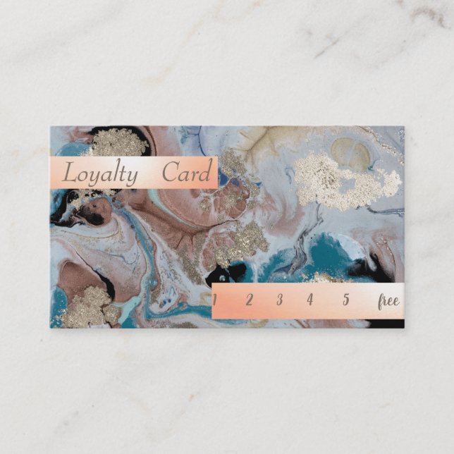 Carte de fidélité Bokeh en marbre élégant (Devant)
