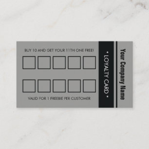 Carte De Fidélité Bordure simple gris noir 10 poinçons