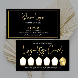 Carte De Fidélité Boulangerie Black & Gold Logo Lux Modern Cupcake C
