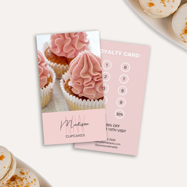Carte De Fidélité Boulangerie Monogramme Logo Professionnel (Bakery Monogram Logo Professional Business Loyalty Card)