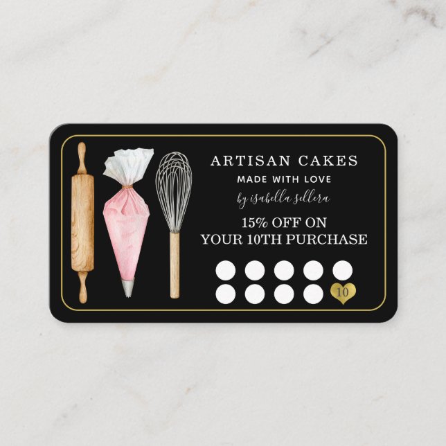Carte De Fidélité Boulangerie Pâtisserie Cuisinière Outils Loyauté n (Devant)