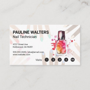 Carte De Fidélité Bouteille à ongle et Casquette Manucure