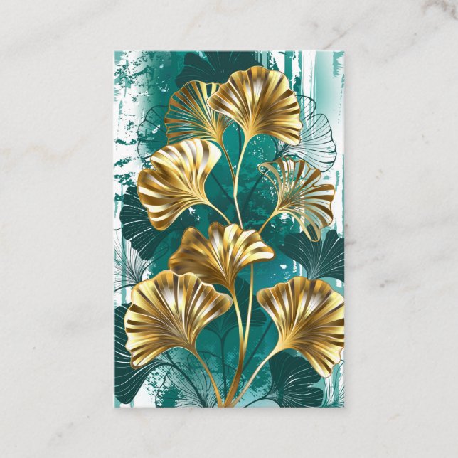Carte De Fidélité Branche avec Feuilles d'or Ginko Biloba (Devant)