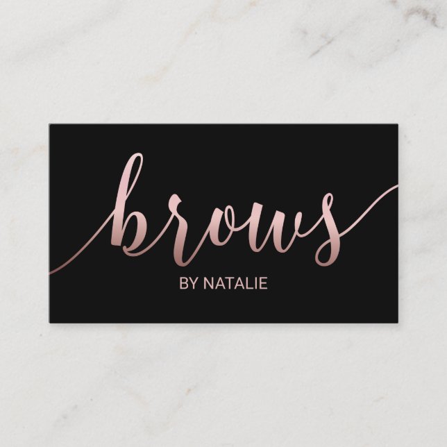 Carte De Fidélité Brosses Salon Rose Gold Typographie Black Loyalty (Devant)