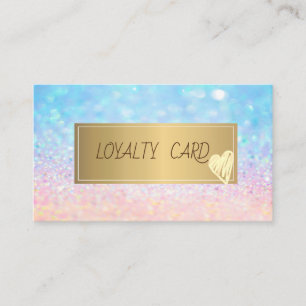Carte De Fidélité Cadre doré élégant moderne, cœurs Bokeh Ombre