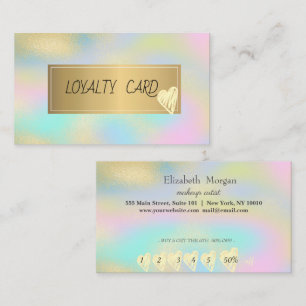 Carte De Fidélité Cadre professionnel élégant, cœur doré holographiq