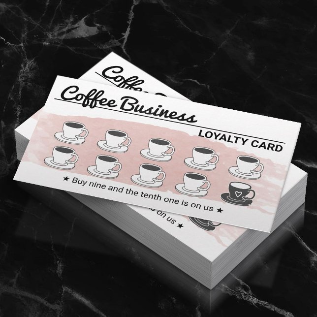 Carte De Fidélité Café Boutique Cute Blush Pink Loyalty Punch (Créateur téléchargé)