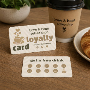 Carte De Fidélité Café Boutique Tasse avec Cœur Fumée Dix Perforatio