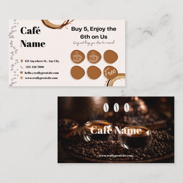 Carte de Fidélité Café Brun Beige (Devant / Derrière)