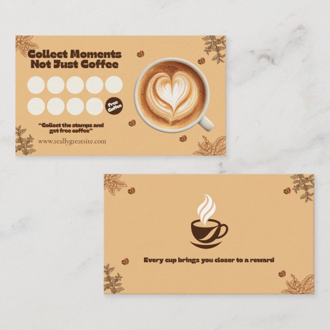 Carte de Fidélité Café Cœur Art Latte (Devant / Derrière)