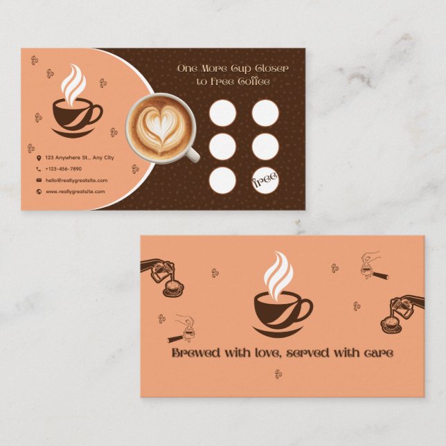 Carte de Fidélité Café Cœur Latte Art Café (Devant / Derrière)