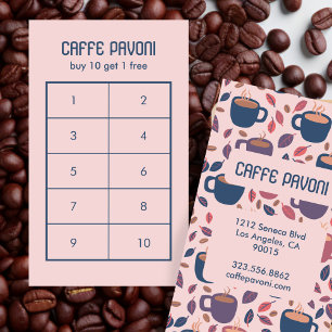 Carte De Fidélité Café Mugs Motif Pink Blue Cafe Cute 10