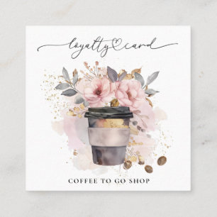 Carte De Fidélité *~* Café pour aller Floral Rose Rewards QR