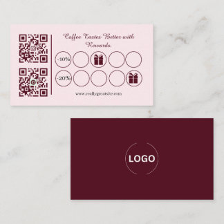 Carte de fidélité café Rose Pâle QR Récompenses
