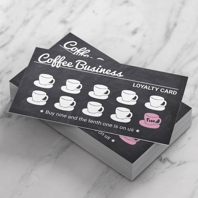 Carte De Fidélité Café Rustic Chalkboard Café Loyauté (Créateur téléchargé)
