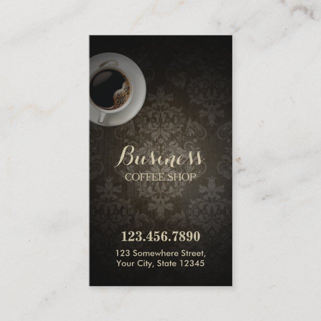 Carte De Fidélité Café Shop Vintage Damask Loyalty Punch (Devant)