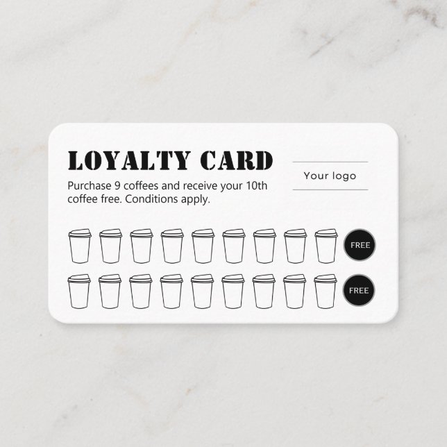 Carte de fidélité café Typographie pochoir (Devant)