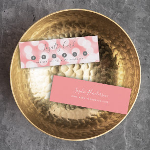 Carte De Fidélité Calligraphie moderne Champagne rose Bokeh Lumières