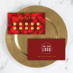 Carte De Fidélité Calligraphie moderne et tendance Ruby Red Bokeh Lu