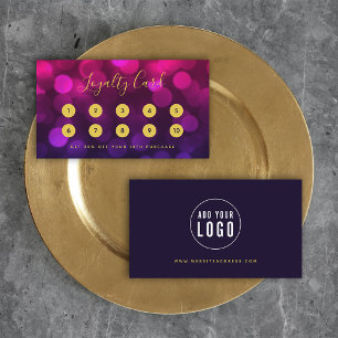 Carte De Fidélité Calligraphie moderne Lumières de Magenta Blue Bok