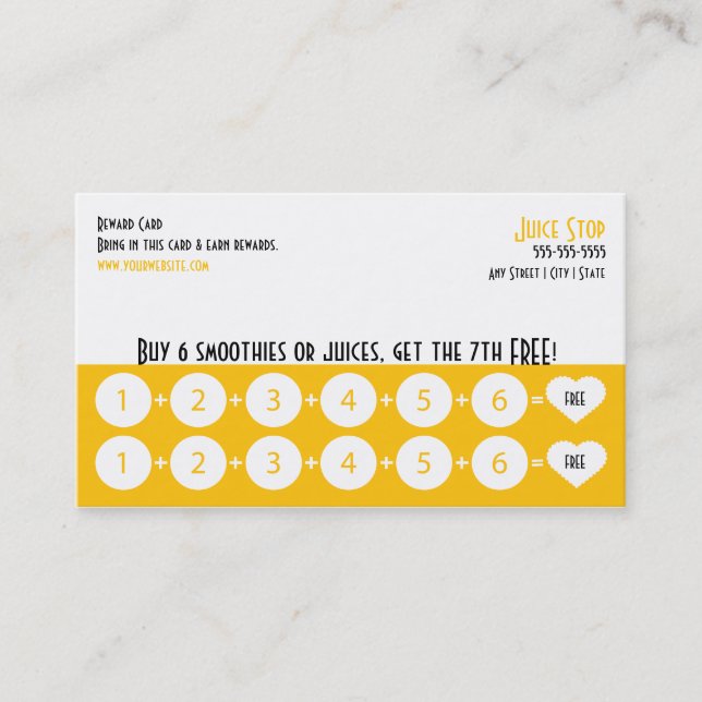 Carte de fidélité Carte de visite Smoothie & Juice (Devant)