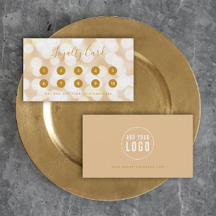 Carte De Fidélité Champagne Bokeh Lights, calligraphie moderne et br