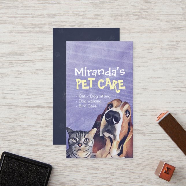 Carte De Fidélité Chat Chien Animaux de compagnie Grooming Sitting P (Devant/Arrière en situation)