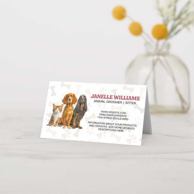 Carte De Fidélité Chat et chien assis | Motif Paw et Bones (Devant)