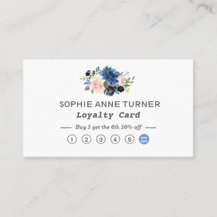 Carte De Fidélité Chic Aquarelle Bleu Fleurs Professionnelles