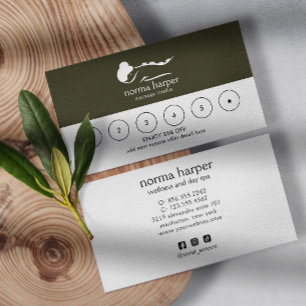 Carte De Fidélité CHIC Business Reward 6 Punch Logo SOMBRE SAGE VERT
