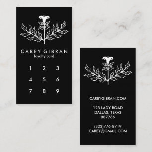 Carte De Fidélité Chic Elegant Black White Lily Line Drawing CUSTOM 