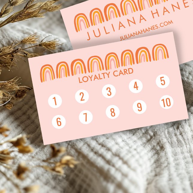 Carte De Fidélité Chic simple rose orange arc-en-ciel 10 (Chic Simple Pink Orange Rainbows 10 Loyalty Card Business Card Modern Elegant Cute Feminine
)
