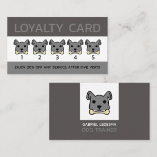 Carte De Fidélité Chien gris, Entraîneur de chiens Business