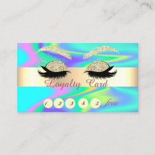 Carte de Fidélité Cils Faux Pailletés Or Holograph