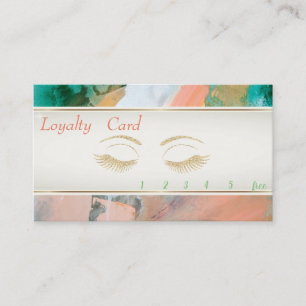Carte de Fidélité Cils Pailletés Aquarelle Élégant