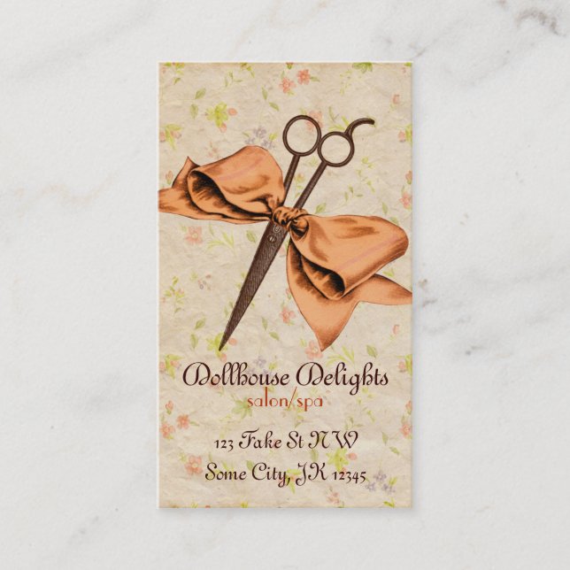 Carte De Fidélité cisaillements floraux d'arc de melon de coiffeur (Devant)