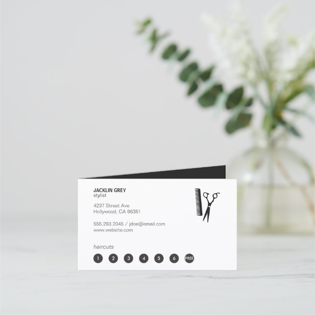 Carte De Fidélité Ciseaux de salon et peigne (punch card 7) (Devant)