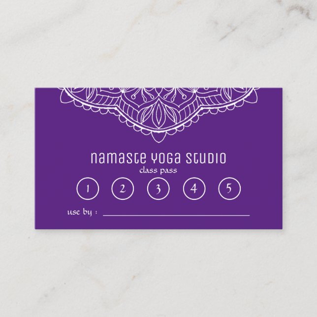 Carte De Fidélité Classe de méditation Yoga Pass Purple Handrawn Man (Devant)