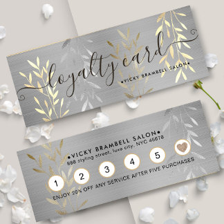 Carte De Fidélité Classé Lux Faux Gold & Silver Feuille Salon Punch