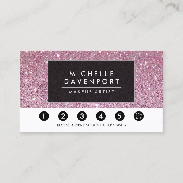 Carte De Fidélité Classic Rose Parties scintillant Salon Loyalty Pun (Devant)