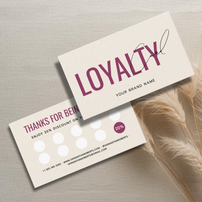 Carte De Fidélité Client beige rouge professionnel moderne (Créateur téléchargé)