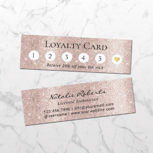 Carte De Fidélité Client Blush Rose Gold Parties scintillant 6 Punch