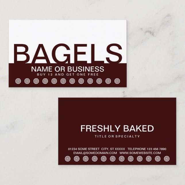 carte de fidélité client bold BAGELS (Devant / Derrière)