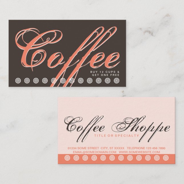 carte de fidélité client de script COFFEE (Devant / Derrière)