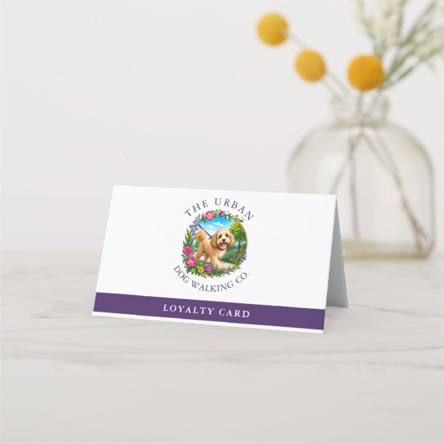 Carte de fidélité client pour promeneur de chiens  (Devant)