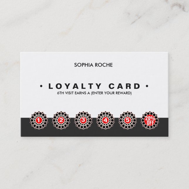 Carte de fidélité client rose Gold Motif 6 Punch (Devant)