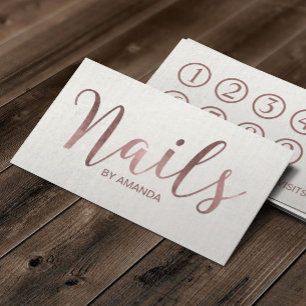 Carte De Fidélité Clou Salon Manicuriste Rose Gold Script Loyauté