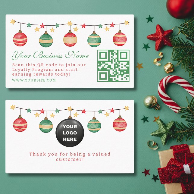 Carte De Fidélité code qr de l'écriture rouge verte de Noël (Créateur téléchargé)