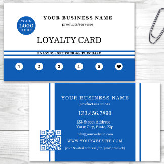 Carte De Fidélité Code QR de logo simple bleu marine blanc